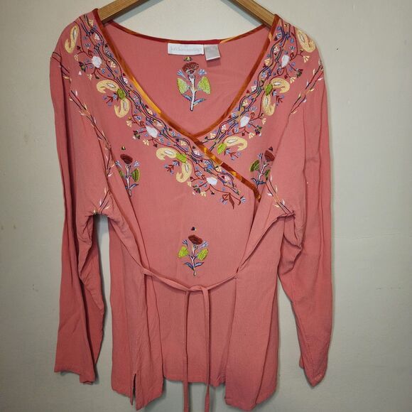 Soft Surroundings Floral Embroidered Tunic Top Womens XL Boho Festival Artsy - Picture 2 of 13